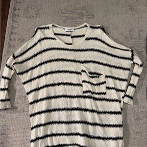 Carly Jean Los Angeles Black and Cream Striped Long Sleeve Top